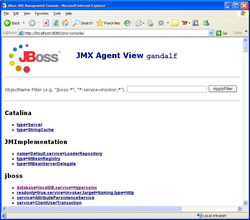 The JBoss JMX Console
