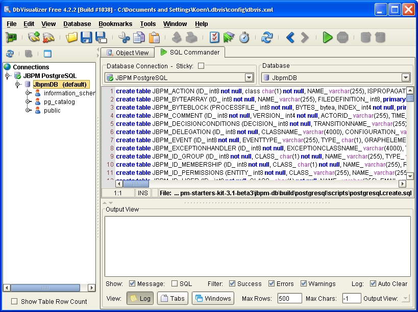Load the database creation script